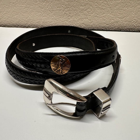 Brighton Onyx Black Leather Golf Belt Mens Size 46 Classic Preppy Vintage - Picture 2 of 16